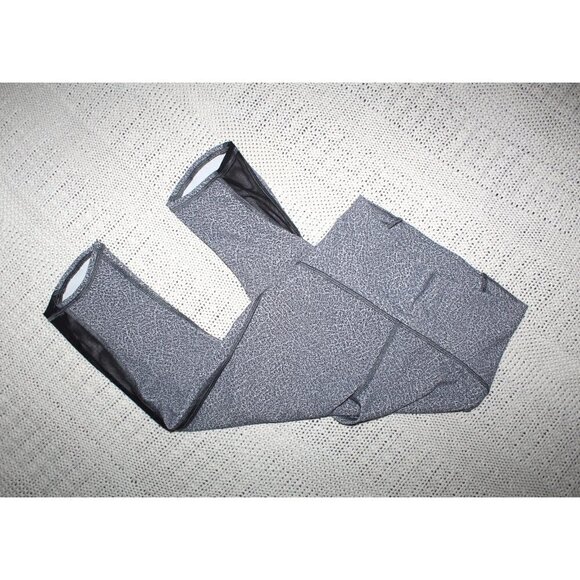 LULULEMON train times Black and white Speckled Mesh details Crop Leggings Size 4 - Picture 7 of 12